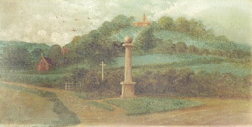 Victorian painting of West Wycombe Pedestal, Church and Mausoleum